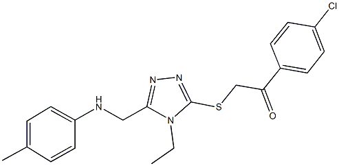 1-(4-chlorophenyl)-2-{[4-ethyl-5-(4-toluidinomethyl)-4H-1,2,4-triazol-3-yl]sulfanyl}ethanone 结构式