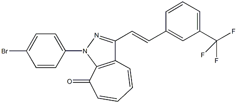 1-(4-bromophenyl)-3-{2-[3-(trifluoromethyl)phenyl]vinyl}cyclohepta[c]pyrazol-8(1H)-one 结构式