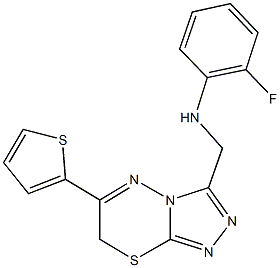 2-fluoro-N-{[6-(2-thienyl)-7H-[1,2,4]triazolo[3,4-b][1,3,4]thiadiazin-3-yl]methyl}aniline 结构式