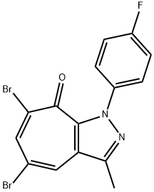 5,7-dibromo-1-(4-fluorophenyl)-3-methylcyclohepta[c]pyrazol-8(1H)-one 结构式