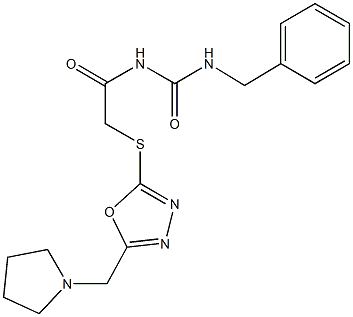 N-benzyl-N'-({[5-(1-pyrrolidinylmethyl)-1,3,4-oxadiazol-2-yl]sulfanyl}acetyl)urea 结构式