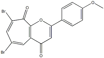 6,8-dibromo-2-(4-methoxyphenyl)cyclohepta[b]pyran-4,9-dione 结构式