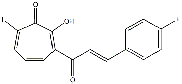 3-[3-(4-fluorophenyl)acryloyl]-2-hydroxy-7-iodo-2,4,6-cycloheptatrien-1-one 结构式