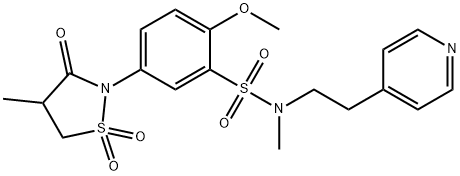 2-methoxy-N-methyl-5-(4-methyl-1,1-dioxido-3-oxo-2-isothiazolidinyl)-N-[2-(4-pyridinyl)ethyl]benzenesulfonamide 结构式