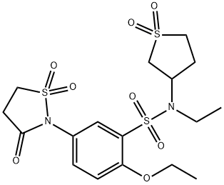 5-(1,1-dioxido-3-oxo-2-isothiazolidinyl)-N-(1,1-dioxidotetrahydro-3-thienyl)-2-ethoxy-N-ethylbenzenesulfonamide 结构式