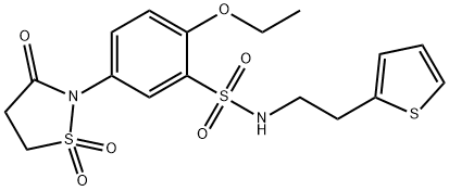 5-(1,1-dioxido-3-oxo-2-isothiazolidinyl)-2-ethoxy-N-[2-(2-thienyl)ethyl]benzenesulfonamide 结构式