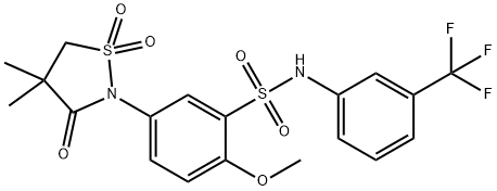 5-(4,4-dimethyl-1,1-dioxido-3-oxo-2-isothiazolidinyl)-2-methoxy-N-[3-(trifluoromethyl)phenyl]benzenesulfonamide 结构式