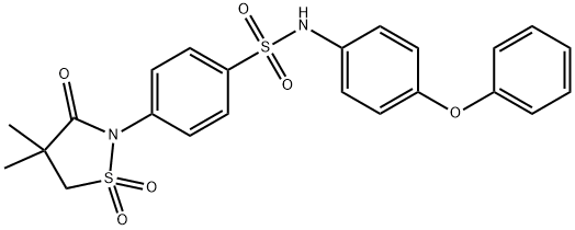 4-(4,4-dimethyl-1,1-dioxido-3-oxo-2-isothiazolidinyl)-N-(4-phenoxyphenyl)benzenesulfonamide 结构式