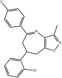 7-(2-chlorophenyl)-5-(4-fluorophenyl)-3-methyl-7,8-dihydro-6H-isoxazolo[4,5-b]azepine 结构式