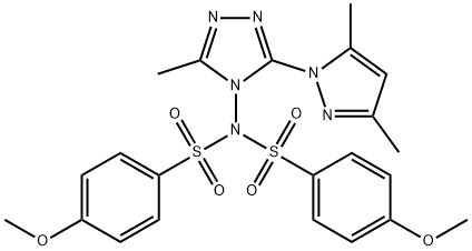 N-[3-(3,5-dimethyl-1H-pyrazol-1-yl)-5-methyl-4H-1,2,4-triazol-4-yl]-4-methoxy-N-[(4-methoxyphenyl)sulfonyl]benzenesulfonamide 结构式