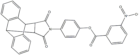 4-(16,18-dioxo-17-azapentacyclo[6.6.5.0~2,7~.0~9,14~.0~15,19~]nonadeca-2,4,6,9,11,13-hexaen-17-yl)phenyl 3-nitrobenzoate 结构式