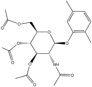 3-(acetylamino)-5-(acetyloxy)-6-[(acetyloxy)methyl]-2-(2,5-dimethylphenoxy)tetrahydro-2H-pyran-4-yl acetate 结构式