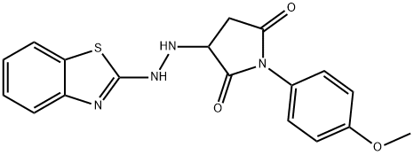 3-[2-(1,3-benzothiazol-2-yl)hydrazino]-1-(4-methoxyphenyl)-2,5-pyrrolidinedione 结构式