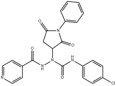 N-(4-chlorophenyl)-1-(2,5-dioxo-1-phenyl-3-pyrrolidinyl)-2-isonicotinoylhydrazinecarboxamide 结构式