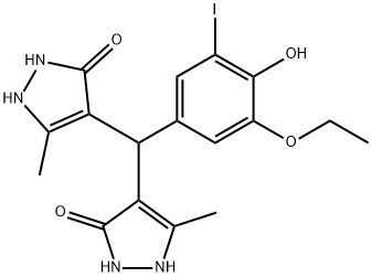 4-[(3-ethoxy-4-hydroxy-5-iodophenyl)(5-hydroxy-3-methyl-1H-pyrazol-4-yl)methyl]-3-methyl-1H-pyrazol-5-ol 结构式