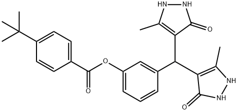 3-[bis(5-hydroxy-3-methyl-1H-pyrazol-4-yl)methyl]phenyl 4-tert-butylbenzoate 结构式