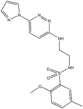 2-methoxy-5-methyl-N-(2-{[6-(1H-pyrazol-1-yl)-3-pyridazinyl]amino}ethyl)benzenesulfonamide 结构式