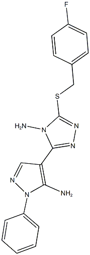 4-{4-amino-5-[(4-fluorobenzyl)sulfanyl]-4H-1,2,4-triazol-3-yl}-1-phenyl-1H-pyrazol-5-ylamine 结构式