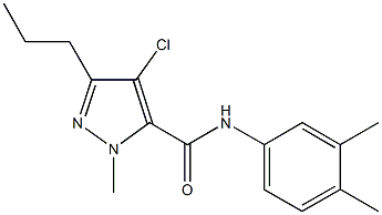 4-chloro-N-(3,4-dimethylphenyl)-1-methyl-3-propyl-1H-pyrazole-5-carboxamide 结构式
