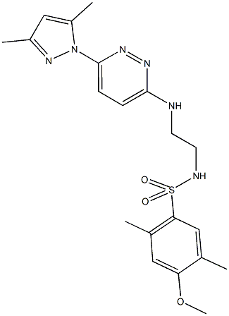 N-(2-{[6-(3,5-dimethyl-1H-pyrazol-1-yl)-3-pyridazinyl]amino}ethyl)-4-methoxy-2,5-dimethylbenzenesulfonamide 结构式