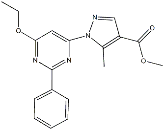 methyl 1-(6-ethoxy-2-phenyl-4-pyrimidinyl)-5-methyl-1H-pyrazole-4-carboxylate 结构式