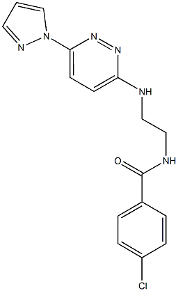 4-chloro-N-(2-{[6-(1H-pyrazol-1-yl)-3-pyridazinyl]amino}ethyl)benzamide 结构式