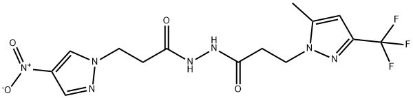 3-{4-nitro-1H-pyrazol-1-yl}-N'-{3-[5-methyl-3-(trifluoromethyl)-1H-pyrazol-1-yl]propanoyl}propanohydrazide 结构式