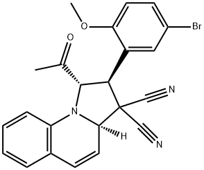 1-acetyl-2-(5-bromo-2-methoxyphenyl)-1,2-dihydropyrrolo[1,2-a]quinoline-3,3(3aH)-dicarbonitrile 结构式