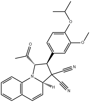 1-acetyl-2-(4-isopropoxy-3-methoxyphenyl)-1,2-dihydropyrrolo[1,2-a]quinoline-3,3(3aH)-dicarbonitrile 结构式