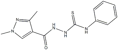 2-[(1,3-dimethyl-1H-pyrazol-4-yl)carbonyl]-N-phenylhydrazinecarbothioamide 结构式
