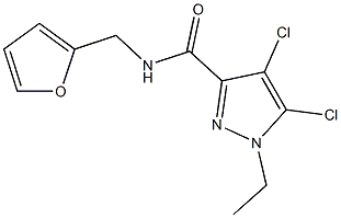 4,5-dichloro-1-ethyl-N-(2-furylmethyl)-1H-pyrazole-3-carboxamide 结构式