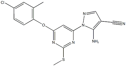 5-amino-1-[6-(4-chloro-2-methylphenoxy)-2-(methylthio)pyrimidin-4-yl]-1H-pyrazole-4-carbonitrile 结构式