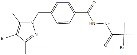 2-bromo-N'-{4-[(4-bromo-3,5-dimethyl-1H-pyrazol-1-yl)methyl]benzoyl}-2-methylpropanohydrazide 结构式