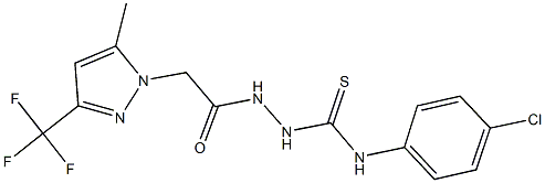 N-(4-chlorophenyl)-2-{[5-methyl-3-(trifluoromethyl)-1H-pyrazol-1-yl]acetyl}hydrazinecarbothioamide 结构式