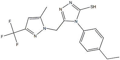 4-(4-ethylphenyl)-5-{[5-methyl-3-(trifluoromethyl)-1H-pyrazol-1-yl]methyl}-4H-1,2,4-triazol-3-yl hydrosulfide 结构式