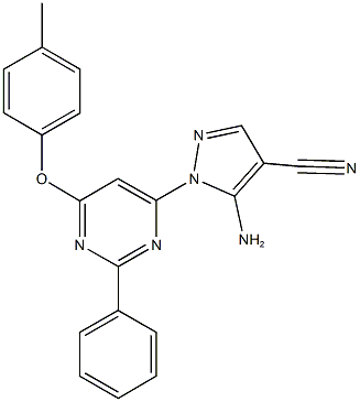 5-amino-1-[6-(4-methylphenoxy)-2-phenyl-4-pyrimidinyl]-1H-pyrazole-4-carbonitrile 结构式