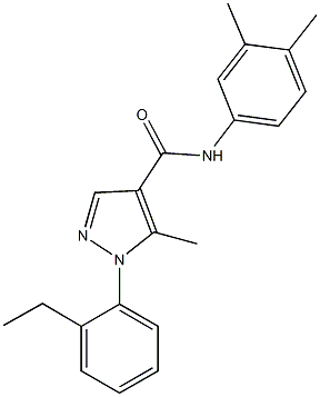 N-(3,4-dimethylphenyl)-1-(2-ethylphenyl)-5-methyl-1H-pyrazole-4-carboxamide 结构式