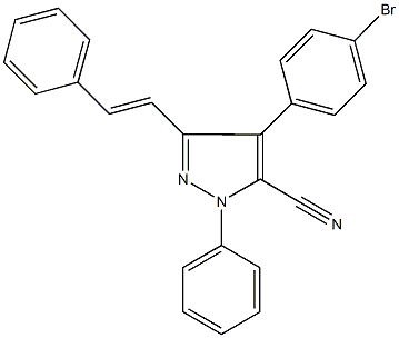 4-(4-bromophenyl)-1-phenyl-3-(2-phenylvinyl)-1H-pyrazole-5-carbonitrile 结构式