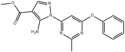 methyl 5-amino-1-(2-methyl-6-phenoxy-4-pyrimidinyl)-1H-pyrazole-4-carboxylate 结构式