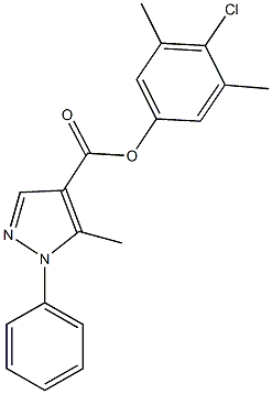 4-chloro-3,5-dimethylphenyl 5-methyl-1-phenyl-1H-pyrazole-4-carboxylate 结构式