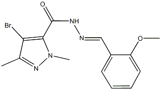 4-bromo-N'-(2-methoxybenzylidene)-1,3-dimethyl-1H-pyrazole-5-carbohydrazide 结构式