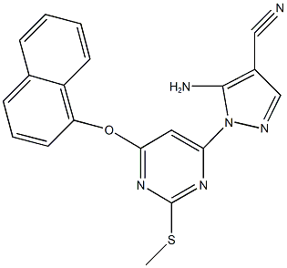 5-amino-1-[2-(methylsulfanyl)-6-(1-naphthyloxy)pyrimidin-4-yl]-1H-pyrazole-4-carbonitrile 结构式