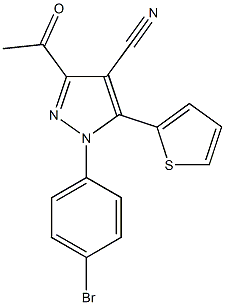 3-acetyl-1-(4-bromophenyl)-5-(2-thienyl)-1H-pyrazole-4-carbonitrile 结构式