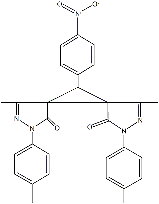 11-{4-nitrophenyl}-4,10-dimethyl-2,8-bis(4-methylphenyl)-2,3,8,9-tetraazadispiro[4.0.4.1]undeca-3,9-diene-1,7-dione 结构式