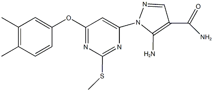 5-amino-1-[6-(3,4-dimethylphenoxy)-2-(methylsulfanyl)-4-pyrimidinyl]-1H-pyrazole-4-carboxamide 结构式
