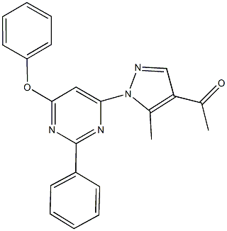 1-[5-methyl-1-(6-phenoxy-2-phenyl-4-pyrimidinyl)-1H-pyrazol-4-yl]ethanone 结构式