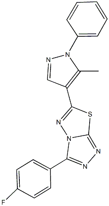 3-(4-fluorophenyl)-6-(5-methyl-1-phenyl-1H-pyrazol-4-yl)[1,2,4]triazolo[3,4-b][1,3,4]thiadiazole 结构式