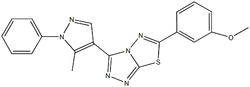 methyl 3-[3-(5-methyl-1-phenyl-1H-pyrazol-4-yl)[1,2,4]triazolo[3,4-b][1,3,4]thiadiazol-6-yl]phenyl ether 结构式