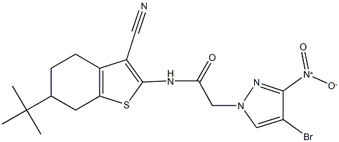 2-{4-bromo-3-nitro-1H-pyrazol-1-yl}-N-(6-tert-butyl-3-cyano-4,5,6,7-tetrahydro-1-benzothien-2-yl)acetamide 结构式