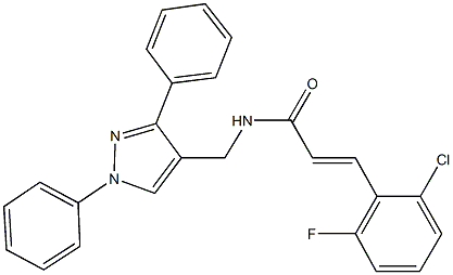 3-(2-chloro-6-fluorophenyl)-N-[(1,3-diphenyl-1H-pyrazol-4-yl)methyl]acrylamide 结构式